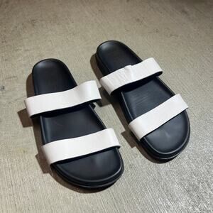Re-souL Women’s Leather Slide Sandals White/Black Size 10